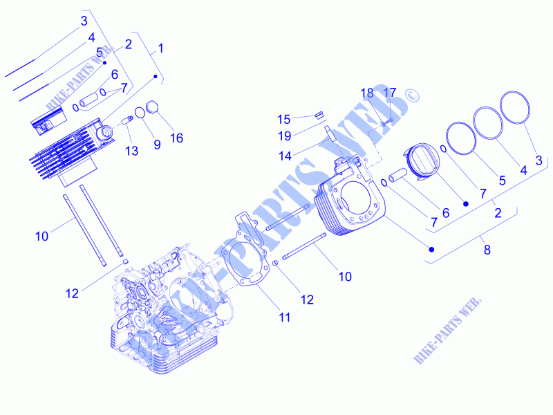 Cylinder   Piston para MOTO GUZZI Eldorado E4 ABS 2016